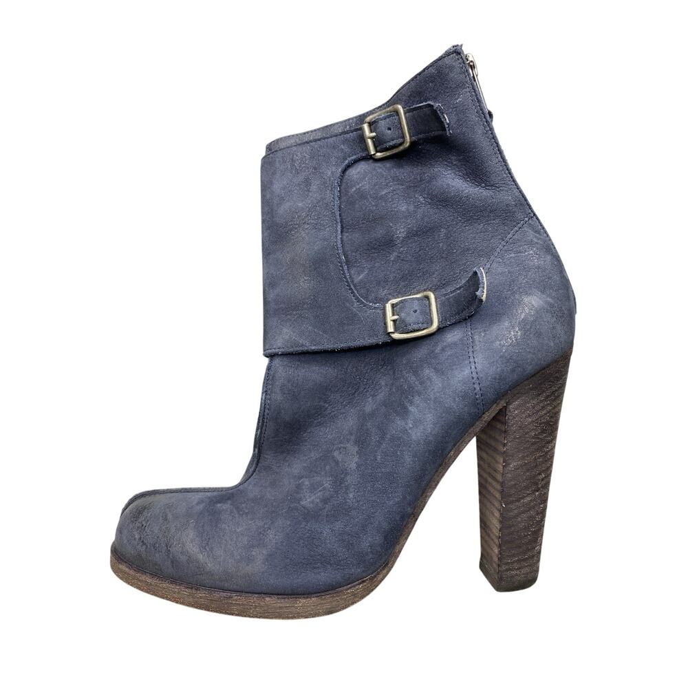 Peter Nappi Handcrafted Italian Women’s 40 US 9 Heeled Blue Buckle Leather Boots